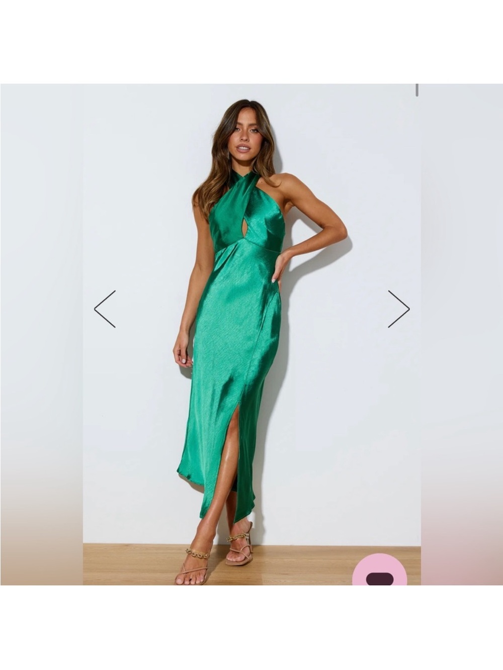 Emerald Halter Midi Dress with Side Slit- night in the city maxi dress